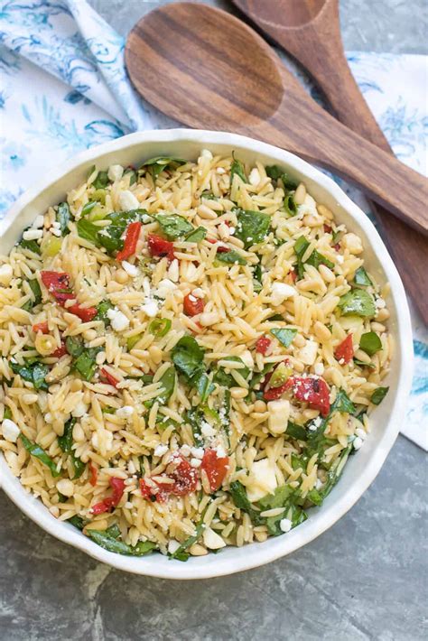 How much fat is in orzo salad with spinach & feta - calories, carbs, nutrition