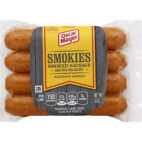 How much fat is in oscar mayer, smokies (beef) - calories, carbs, nutrition