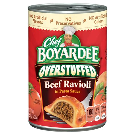 How much fat is in overstuffed beef ravioli - calories, carbs, nutrition