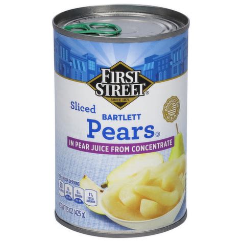 How much fat is in pears bartlett sliced 1/8