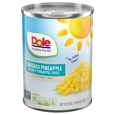 How much fat is in pineapple crushed in 100% juice - calories, carbs, nutrition