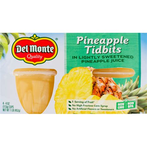 How much fat is in pineapple tidbits conv 1/2 cup - calories, carbs, nutrition