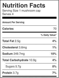 How much fat is in portobello rustico - calories, carbs, nutrition