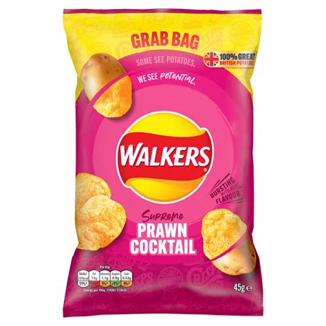 How much fat is in prawn cocktail crisps - calories, carbs, nutrition