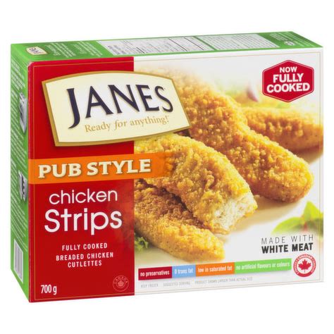 How much fat is in pub style chicken strips - calories, carbs, nutrition