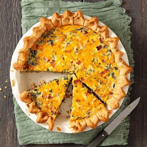 How much fat is in quiche, spinach bacon & swiss - calories, carbs, nutrition