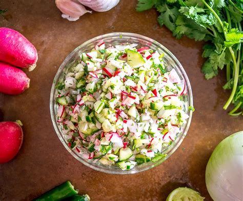 How much fat is in radish and cucumber salsa - calories, carbs, nutrition