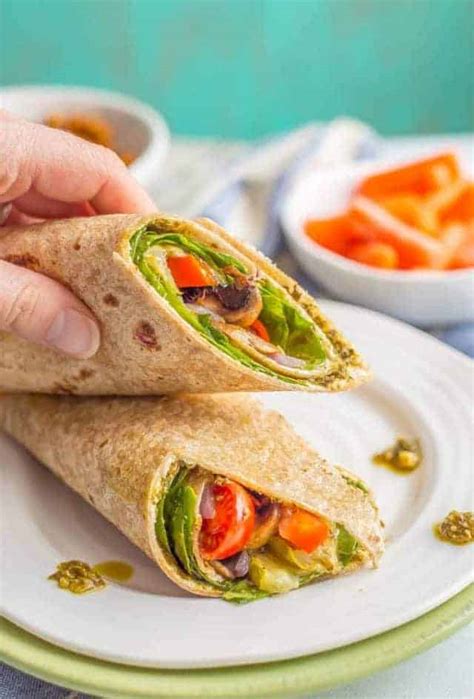 How much fat is in roasted vegetable pesto wrap - calories, carbs, nutrition