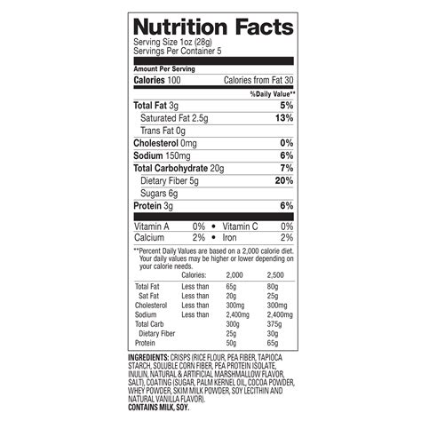 How much fat is in s'mores drizzled mini crisps - calories, carbs, nutrition
