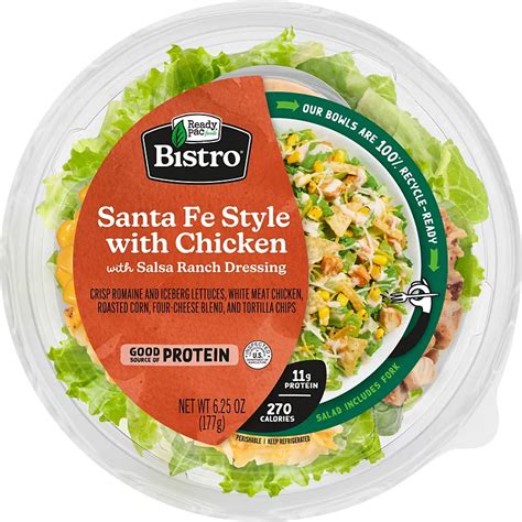 How much fat is in salad bowl- bistro santa fe style - calories, carbs, nutrition