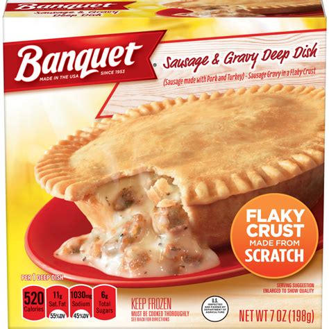How much fat is in sausage and gravy pot pie - calories, carbs, nutrition