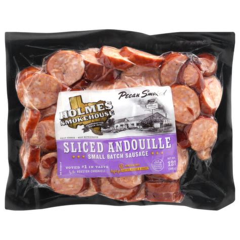 How much fat is in sausage andouille pre-cooked sliced half moon 1/4