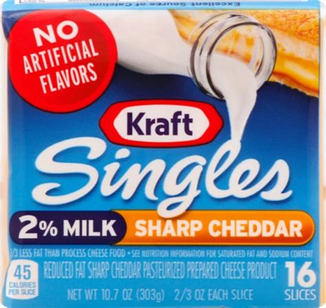 How much fat is in singles 2% milk sharp cheddar - calories, carbs, nutrition