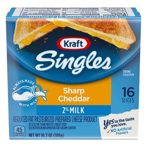 How much fat is in singles 2% sharp cheddar - calories, carbs, nutrition