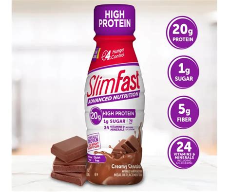 How much fat is in slim fast creamy chocolate shake - calories, carbs, nutrition