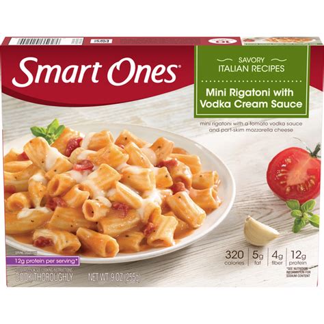 How much fat is in smart one mini rigatoni with vodka cream sauce - calories, carbs, nutrition