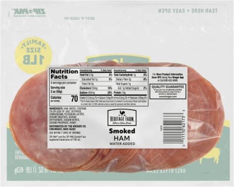 How much fat is in smoked deli style ham - calories, carbs, nutrition