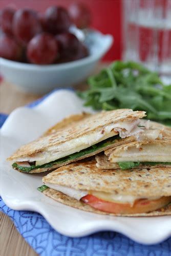 How much fat is in smoked turkey muenster quesadilla with arugula salad - calories, carbs, nutrition
