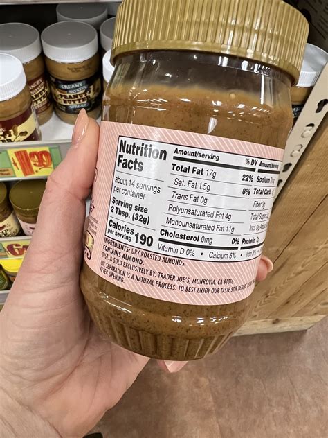 How much fat is in smooth almond butter - calories, carbs, nutrition