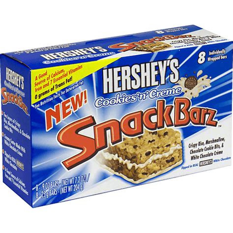 How much fat is in snack barz rice and marshmallow bars - hershey's chocolate creme - calories, carbs, nutrition