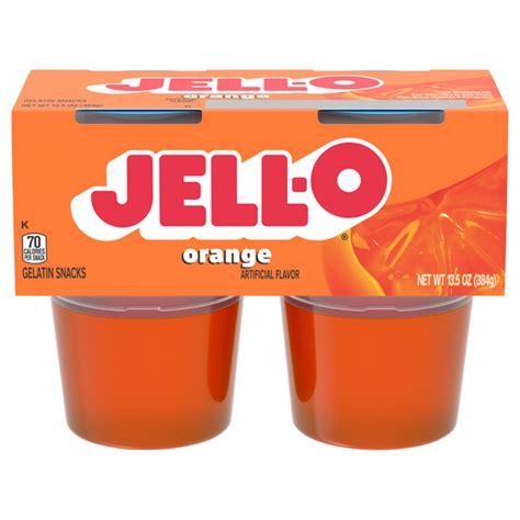 How much fat is in snack cup gelatin orange - calories, carbs, nutrition