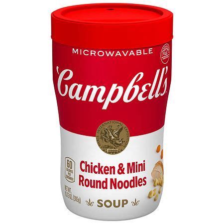 How much fat is in soup at hand, chicken withmini noodles, campbell's - calories, carbs, nutrition