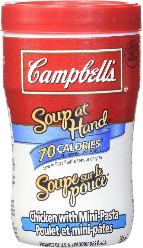 How much fat is in soup at hand - chicken with mini-pasta - calories, carbs, nutrition