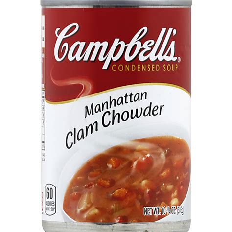 How much fat is in soup chowder manhattan clam campbells 16 oz - calories, carbs, nutrition