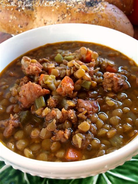 How much fat is in soup lentil italian sausage 6 oz - calories, carbs, nutrition