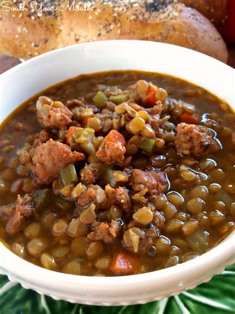 How much fat is in soup lentil italian sausage 6 oz - calories, carbs, nutrition