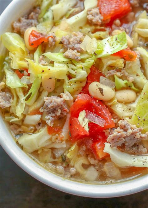 How much fat is in soup white bean cabbage & sausage 16 oz - calories, carbs, nutrition