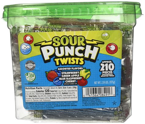 How much fat is in sour punch punchies - calories, carbs, nutrition