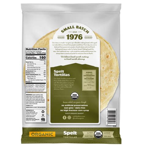 How much fat is in spelt tortilla - calories, carbs, nutrition