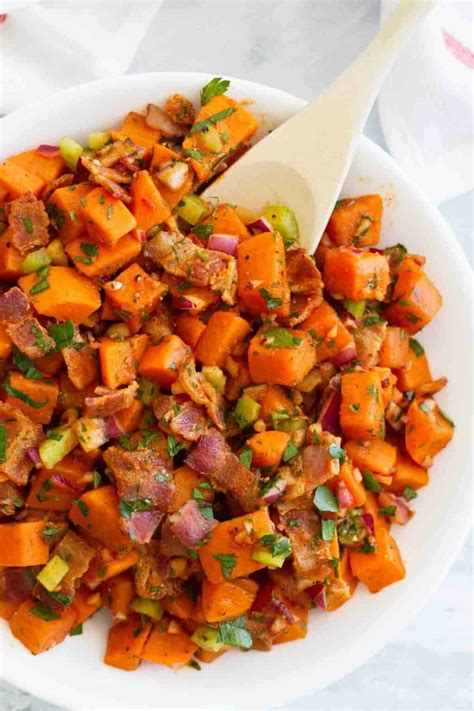 How much fat is in spicy sweet potato salad - calories, carbs, nutrition