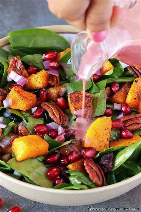 How much fat is in spinach and butternut squash salad with pear vinaigrette - calories, carbs, nutrition