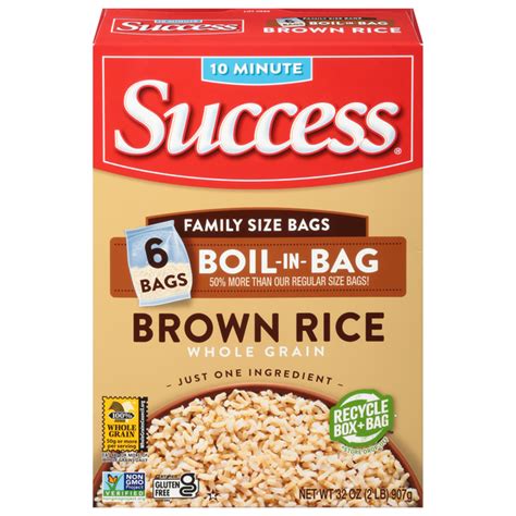 How much fat is in success whole grain brown rice (boil-in-bag) - calories, carbs, nutrition