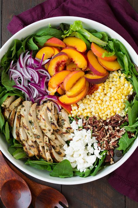 How much fat is in summer peach salad with balsamic chicken - calories, carbs, nutrition