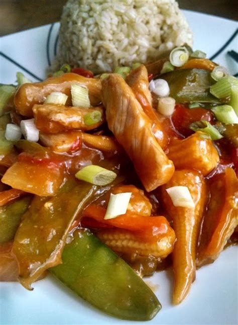 How much fat is in sweet and sour pork with tropical rice and gingered snow peas - calories, carbs, nutrition