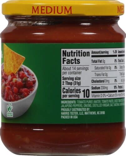 How much fat is in thick and chunky medium salsa (63409.0) - calories, carbs, nutrition