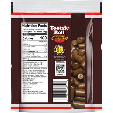 How much fat is in tootsie rolls - mini - calories, carbs, nutrition