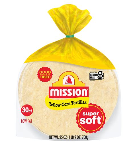 How much fat is in tortilla corn yellow 6