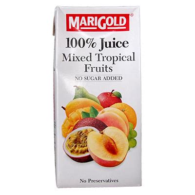 How much fat is in tropical fruit in 100% fruit juice - calories, carbs, nutrition