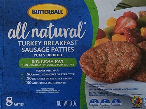 How much fat is in turkey breakfast sauasage patty - calories, carbs, nutrition