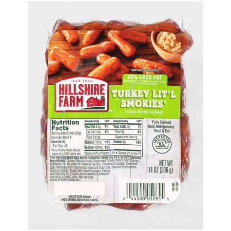 How much fat is in turkey lil smokies - calories, carbs, nutrition