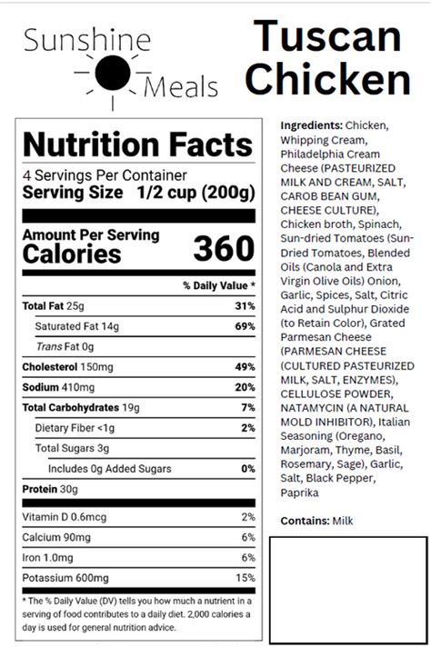 How much fat is in tuscan chicken knife & fork sandwich - calories, carbs, nutrition