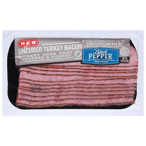 How much fat is in uncured peppered turkey bacon - calories, carbs, nutrition