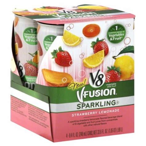 How much fat is in v-fusion sparkling strawberry lemonade - calories, carbs, nutrition