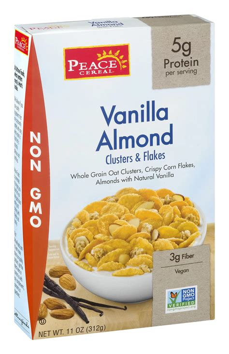 How much fat is in vanilla flavored flakes with almonds cereal - calories, carbs, nutrition