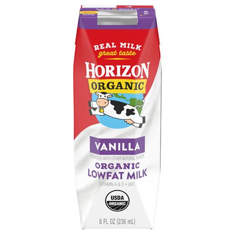 How much fat is in vanilla low fat organic milk - calories, carbs, nutrition