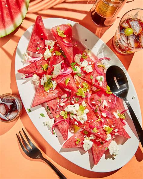 How much fat is in watermelon, feta, olives & mint - calories, carbs, nutrition
